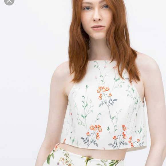 Zara Floral Crop Top Blouse Sz S (C01) - Picture 7 of 8
